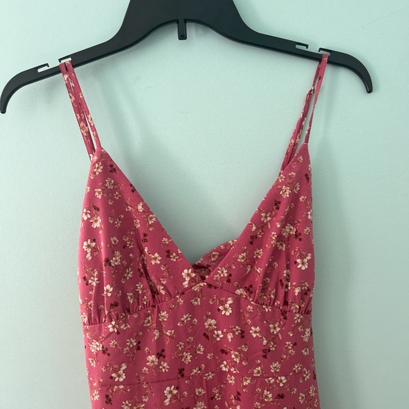 Forever 21 slit dress with bow pink floral women’s size Large - Picture 5 of 6